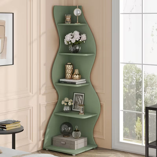 5‑Tier Modern Corner Shelf – Wall‑Mountable Bookshelf & Plant Stand for Small Spaces (Multiple Colors)