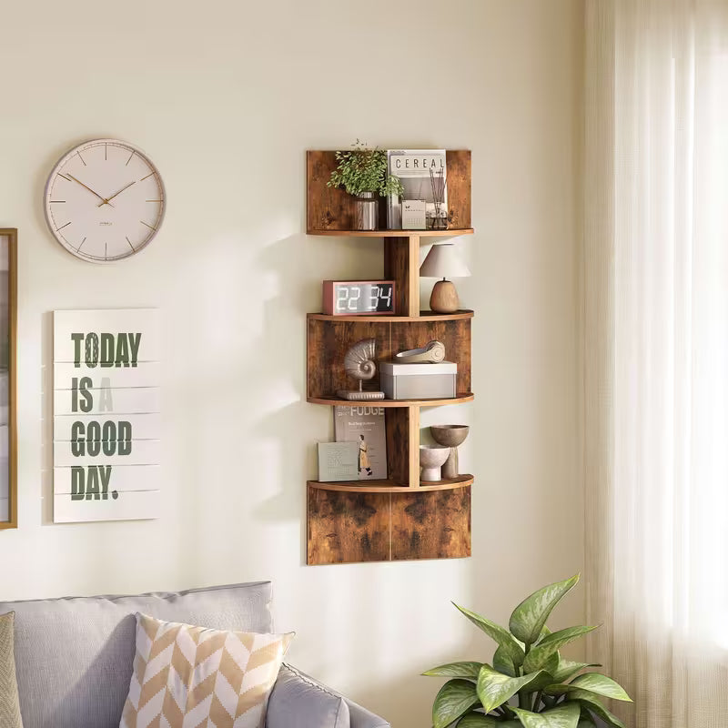 31.5" Floating Shelf Set (2‑Piece) – Wall‑Mounted Shelves with Invisible Brackets (Rustic Brown / White)