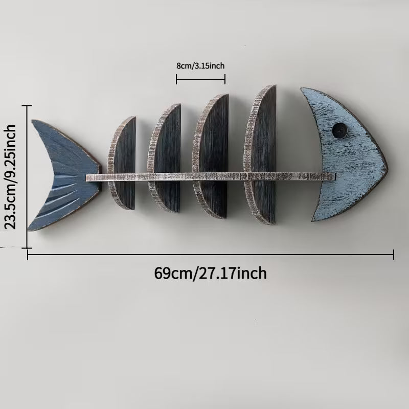 Mediterranean Wooden Fishbone Wall Shelf – Minimalist Nordic Wall‑Mounted Decorative Shelf (Multiple Styles)