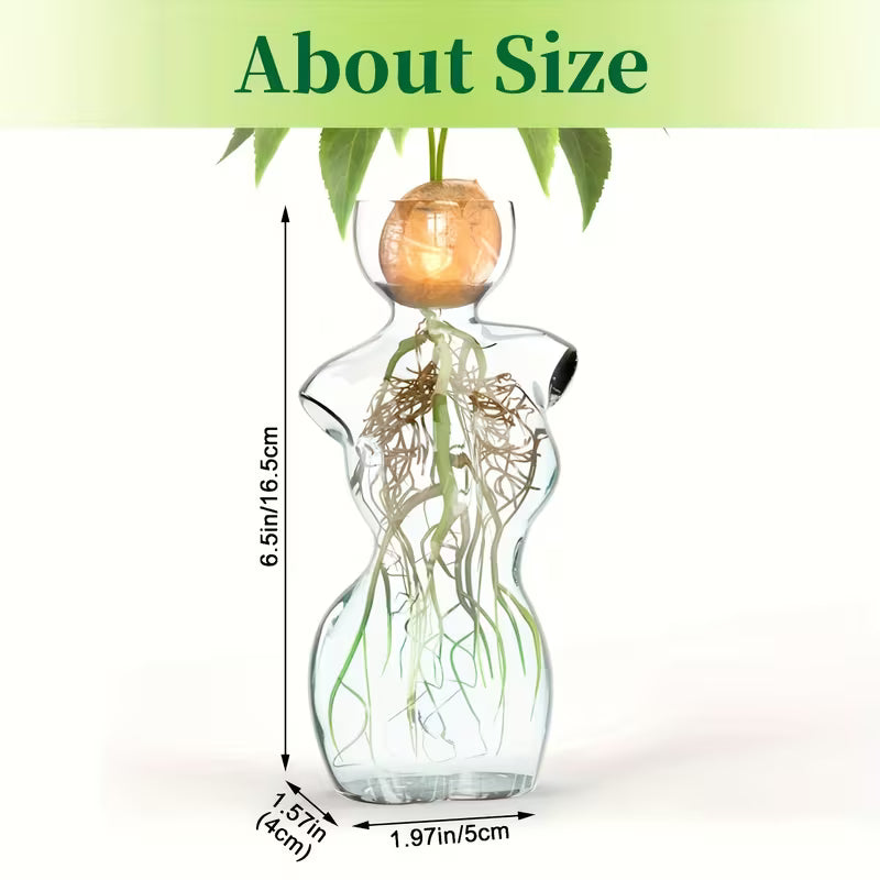 Modern Female Silhouette Glass Vase – Geometric H‑Neck Propagation & Display Vessel