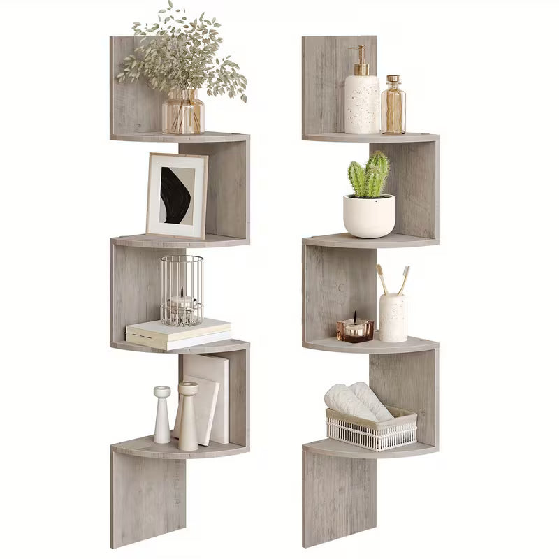 31.5" Floating Shelf Set (2‑Piece) – Wall‑Mounted Shelves with Invisible Brackets (Rustic Brown / White)