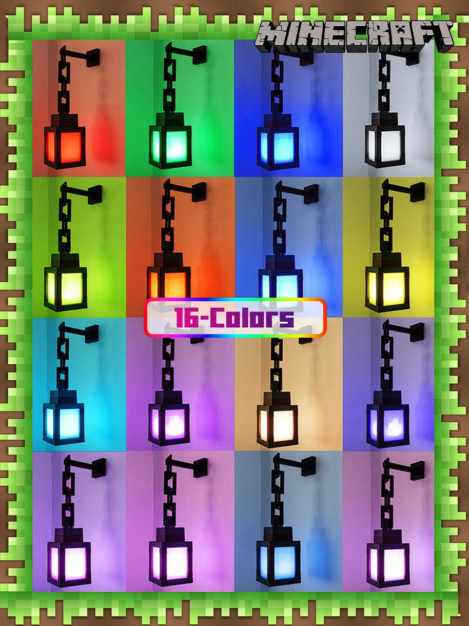 Minecraft Luminous Lantern, Night light, Charging game Torch light, children's bedroom ambient light, model ornament light