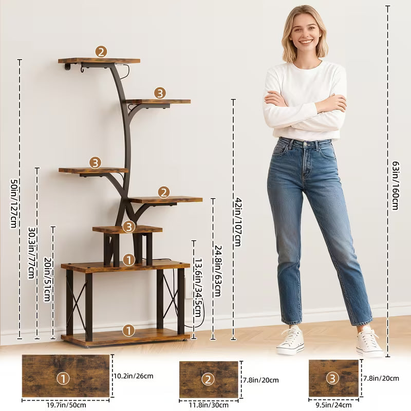 Wood Vertical Shelving Unit – Space‑Saving Standing Storage Shelf with Multi‑Tier Cubby Design (Natural Wood)