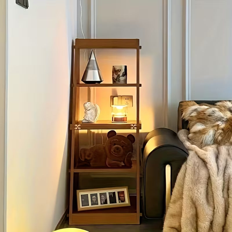 4‑Tier Ladder Bookshelf – Heavy‑Duty Foldable Wood Bookcase with Freestanding or Wall‑Mount Corner Design