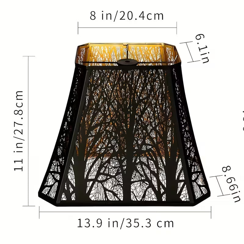 Etched Metal Forest Lampshade – Large Rectangle Shade for Floor Lamps (8" × 13.9" × 11")