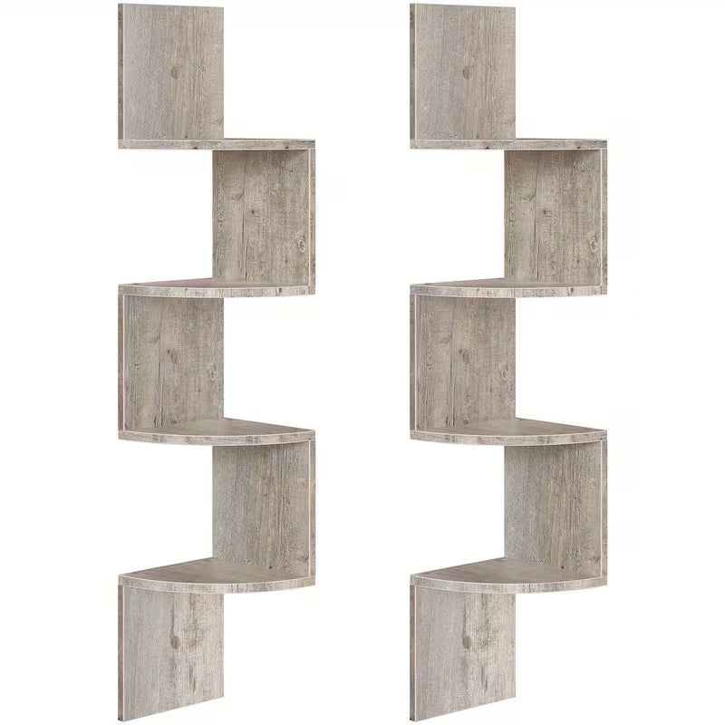 31.5" Floating Shelf Set (2‑Piece) – Wall‑Mounted Shelves with Invisible Brackets (Rustic Brown / White)