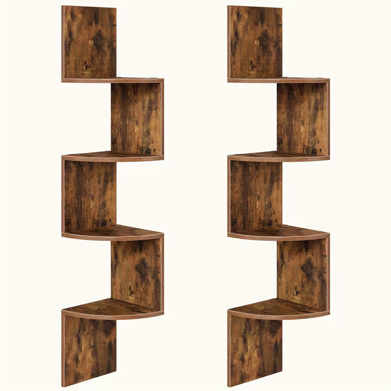 31.5" Floating Shelf Set (2‑Piece) – Wall‑Mounted Shelves with Invisible Brackets (Rustic Brown / White)