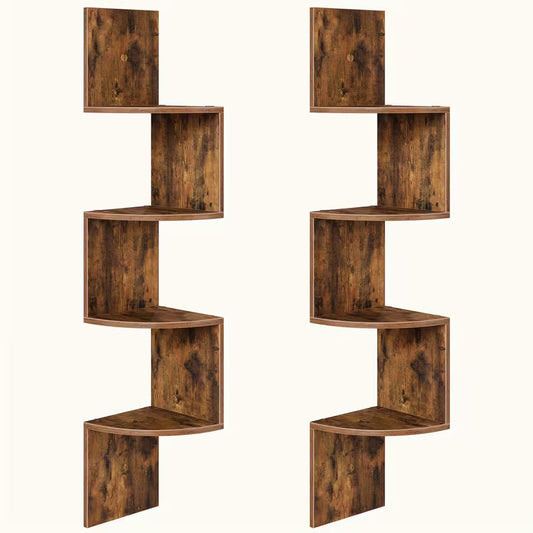 31.5" Floating Shelf Set (2‑Piece) – Wall‑Mounted Shelves with Invisible Brackets (Rustic Brown / White)