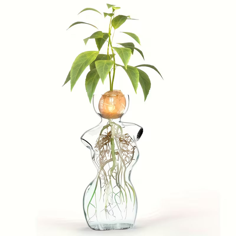 Modern Female Silhouette Glass Vase – Geometric H‑Neck Propagation & Display Vessel