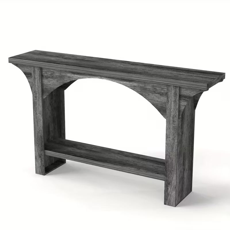 57.5" Solid Hardwood Console Table – Modern Farmhouse Dual‑Level Storage