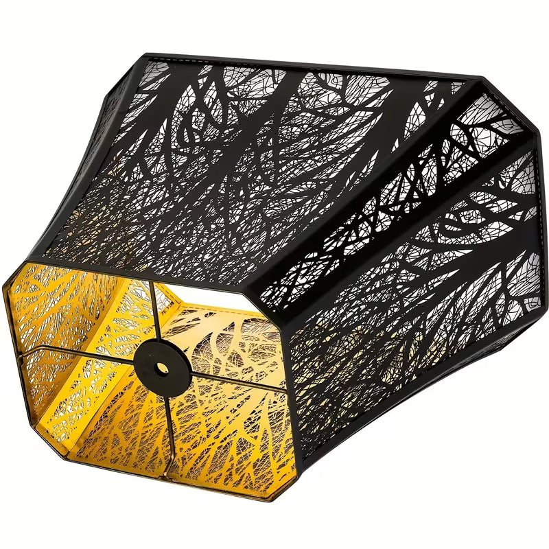 Etched Metal Forest Lampshade – Large Rectangle Shade for Floor Lamps (8" × 13.9" × 11")