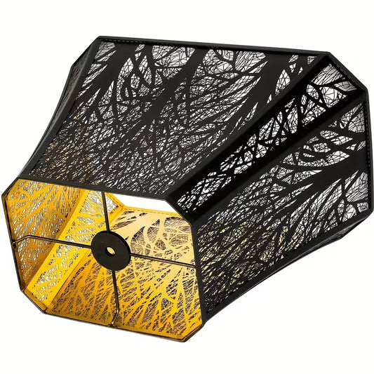Etched Metal Forest Lampshade – Large Rectangle Shade for Floor Lamps (8" × 13.9" × 11")
