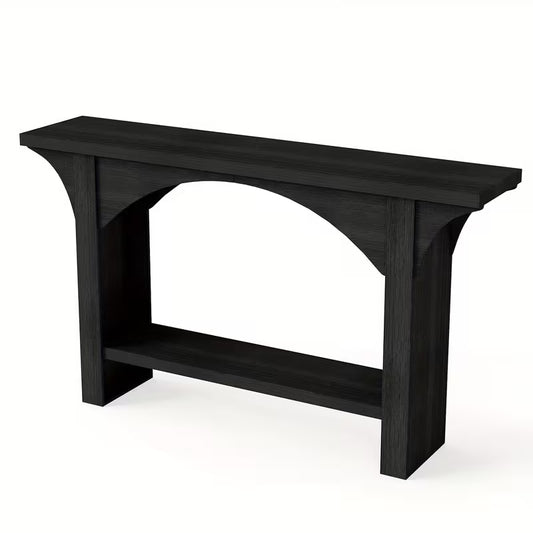 57.5" Solid Hardwood Console Table – Modern Farmhouse Dual‑Level Storage