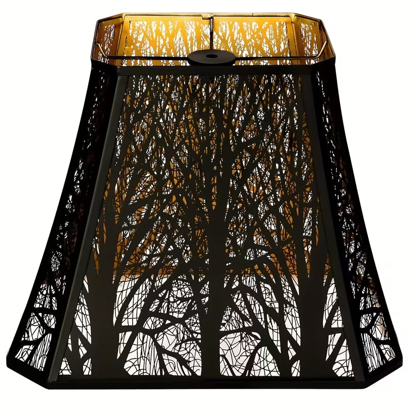 Etched Metal Forest Lampshade – Large Rectangle Shade for Floor Lamps (8" × 13.9" × 11")