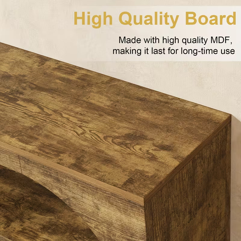 55.13" Rustic Farmhouse Foyer Table – Narrow Double‑Layer Storage