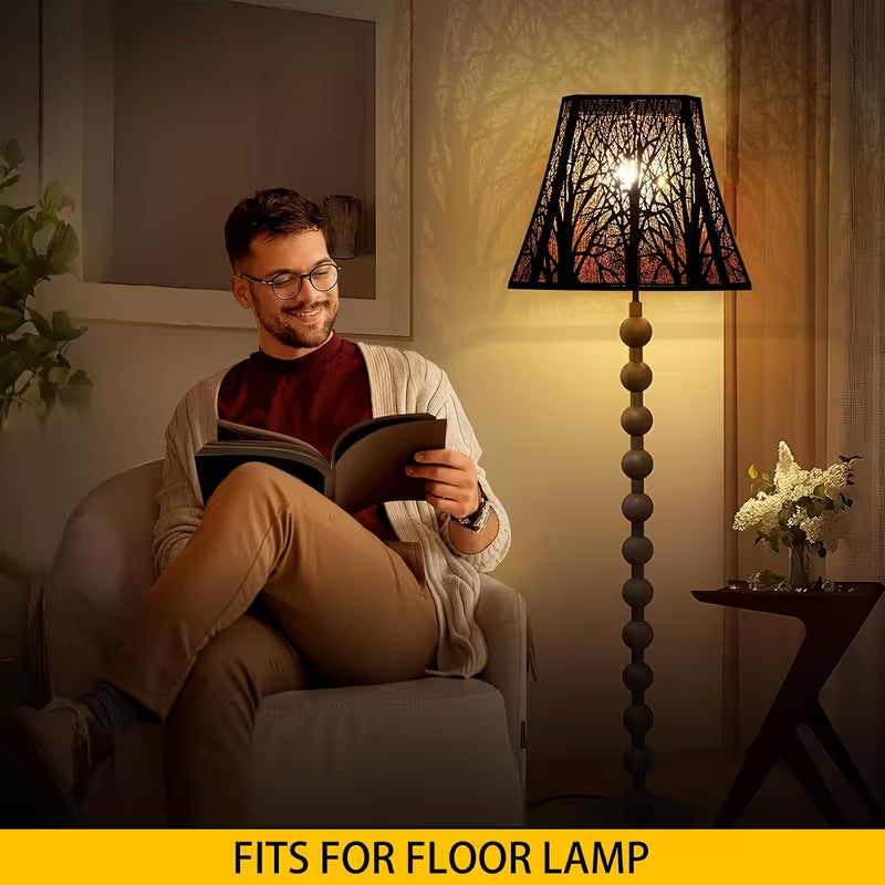 Etched Metal Forest Lampshade – Large Rectangle Shade for Floor Lamps (8" × 13.9" × 11")