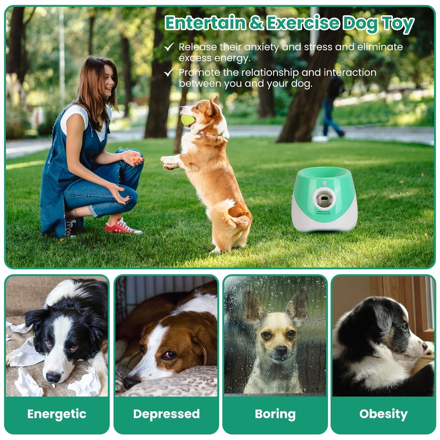 1Pc Automatic Dog Ball Launcher Included 6 Tennis Balls Dog With 3 Adjustable Launch Distance Interactive Ball Thrower Fetch Machine For Small Medium Dogs