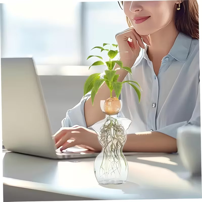 Modern Female Silhouette Glass Vase – Geometric H‑Neck Propagation & Display Vessel