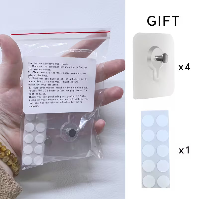 Crystal Wooden Moon Shelf – Crescent & Round Display Shelf for Crystals, Décor & Small Collectibles (Round & Moon Set)