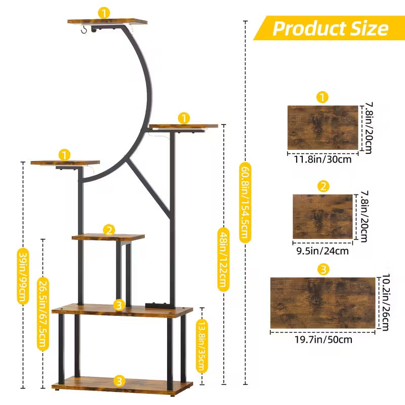 Garden Indoor Plant Stand – 6‑Tier Shelf with Grow Light