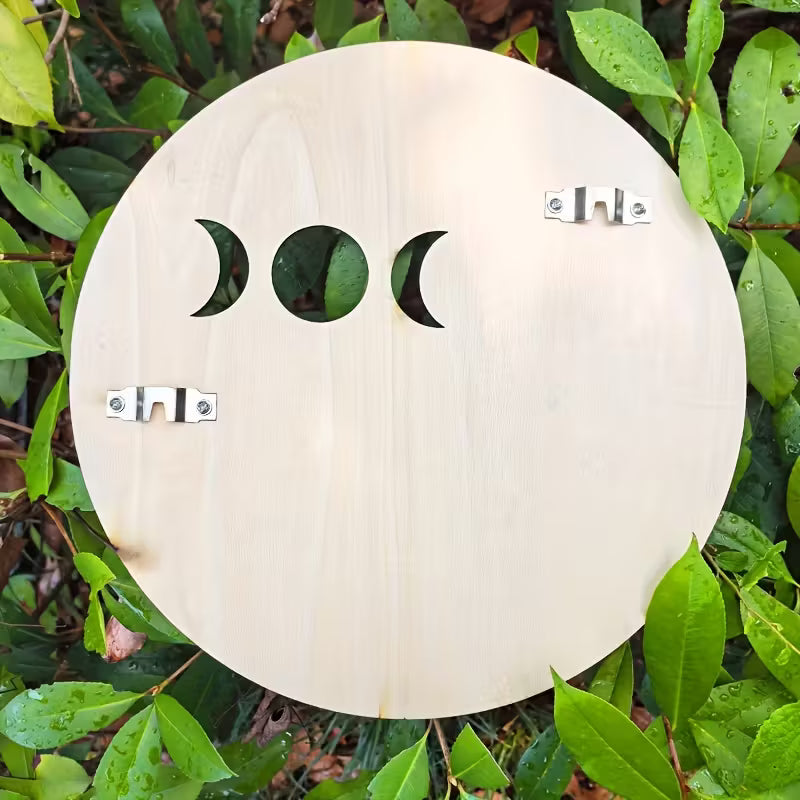 Crystal Wooden Moon Shelf – Crescent & Round Display Shelf for Crystals, Décor & Small Collectibles (Round & Moon Set)