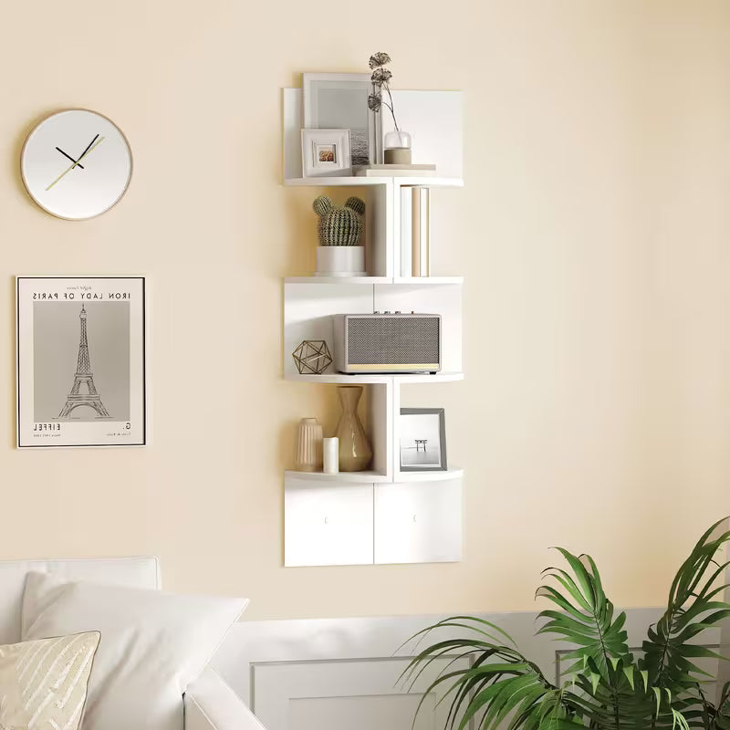 31.5" Floating Shelf Set (2‑Piece) – Wall‑Mounted Shelves with Invisible Brackets (Rustic Brown / White)