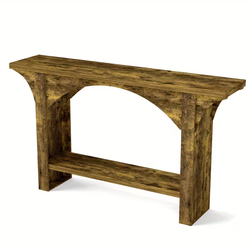 57.5" Solid Hardwood Console Table – Modern Farmhouse Dual‑Level Storage