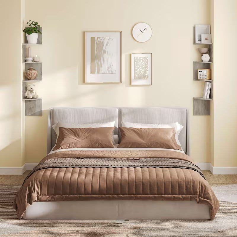 31.5" Floating Shelf Set (2‑Piece) – Wall‑Mounted Shelves with Invisible Brackets (Rustic Brown / White)