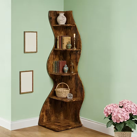 5‑Tier Modern Corner Shelf – Wall‑Mountable Bookshelf & Plant Stand for Small Spaces (Multiple Colors)