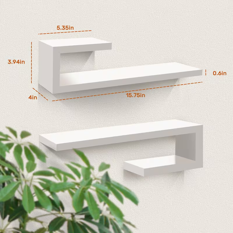 4‑Piece Modern Floating Shelf Set – 15.75" Wall‑Mounted Shelves for Home Storage & Décor (Black / White)