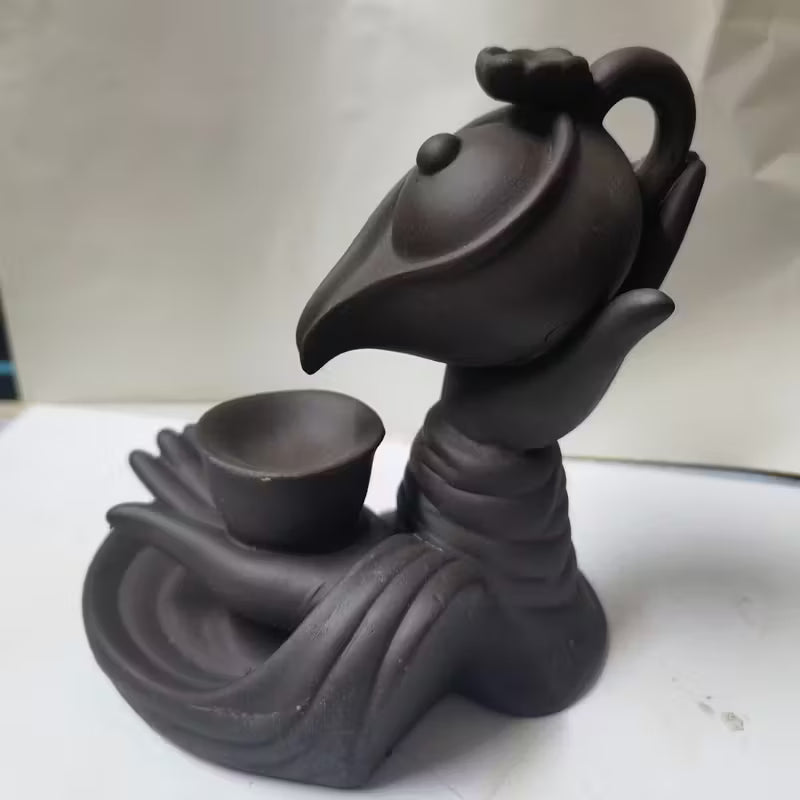 Ceramic Backflow Incense Burner – Handcrafted Waterfall Smoke Holder for Home Décor, Yoga & Aromatherapy (Red / Black)