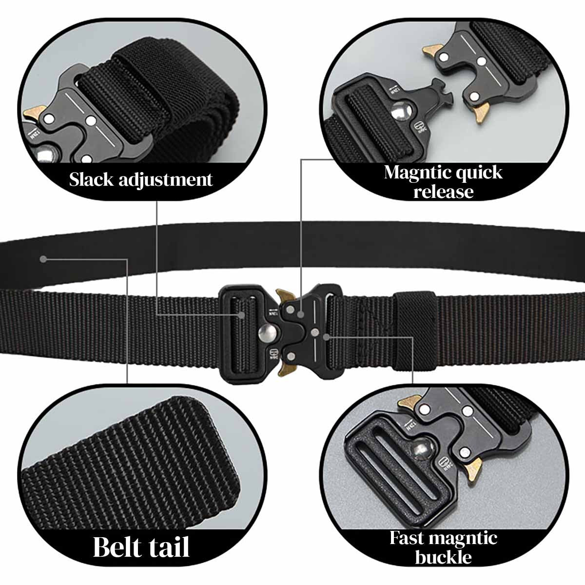 Men Multifunction Nylon Military Tactical Adjustable Waist Belt Quick Release Belt