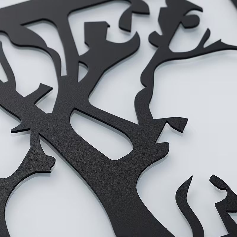 4‑Piece Art Deco Metal Tree Silhouette Wall Sculpture – Modern Botanical Wall Art (Black)