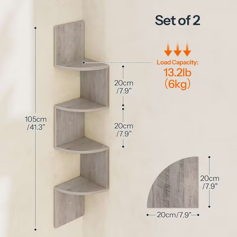 31.5" Floating Shelf Set (2‑Piece) – Wall‑Mounted Shelves with Invisible Brackets (Rustic Brown / White)