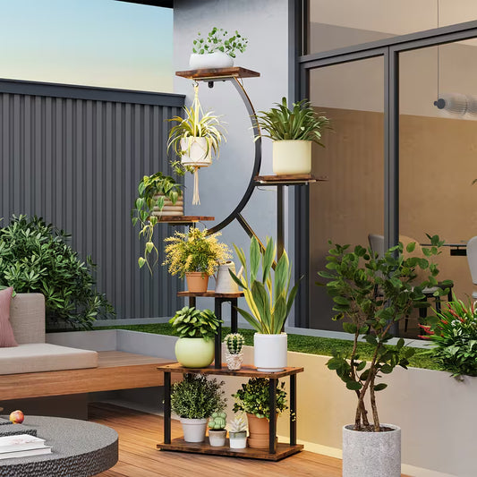 Garden Indoor Plant Stand – 6‑Tier Shelf with Grow Light