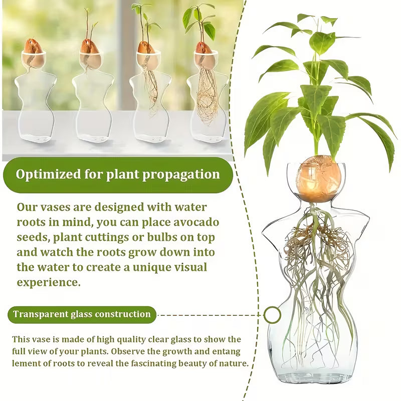 Modern Female Silhouette Glass Vase – Geometric H‑Neck Propagation & Display Vessel