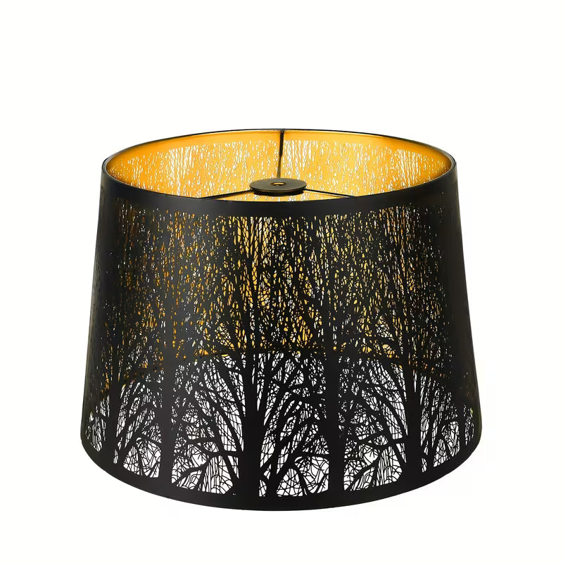 Tree of Life Drum Lampshade – 10x12x8" Etched Metal Shade for Table & Floor Lamps (Spider Fitter)