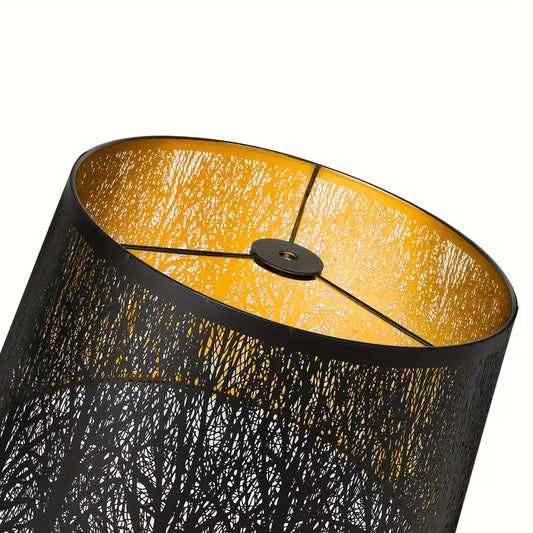 Tree of Life Drum Lampshade – 10x12x8" Etched Metal Shade for Table & Floor Lamps (Spider Fitter)