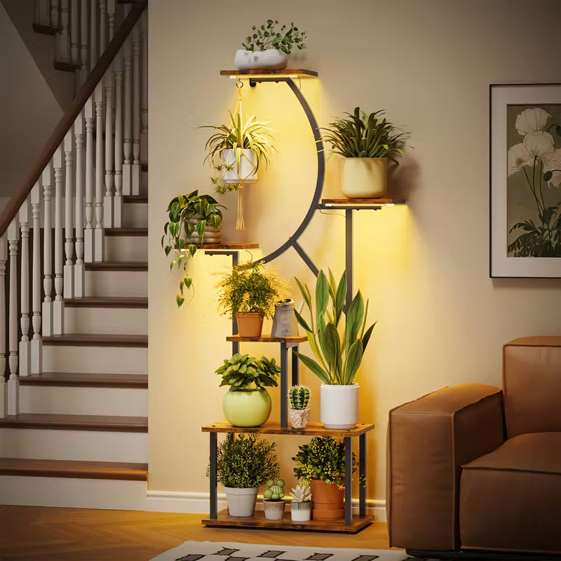 Garden Indoor Plant Stand – 6‑Tier Shelf with Grow Light